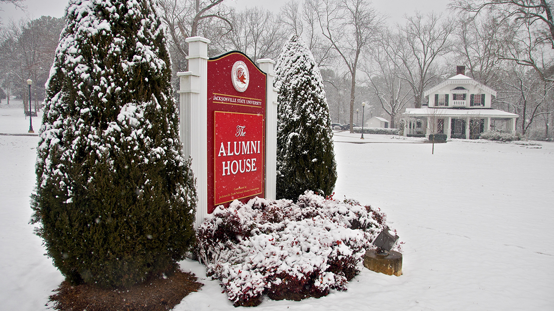 Alumni House and Grounds in snow