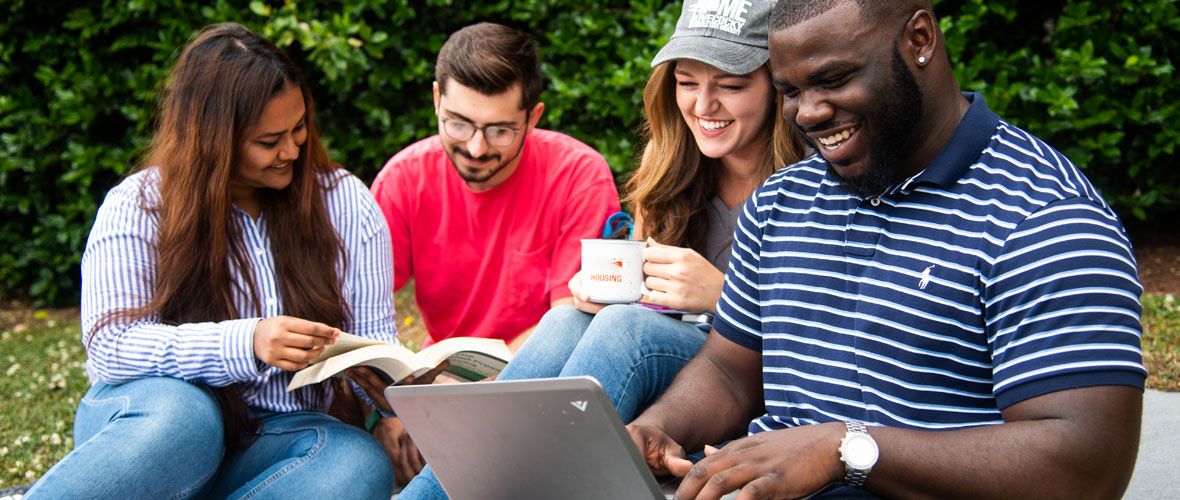 JSU students chatting on the Quad