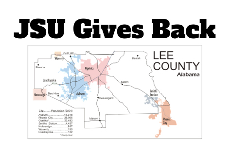 JSU Gives Back graphic of Lee County
