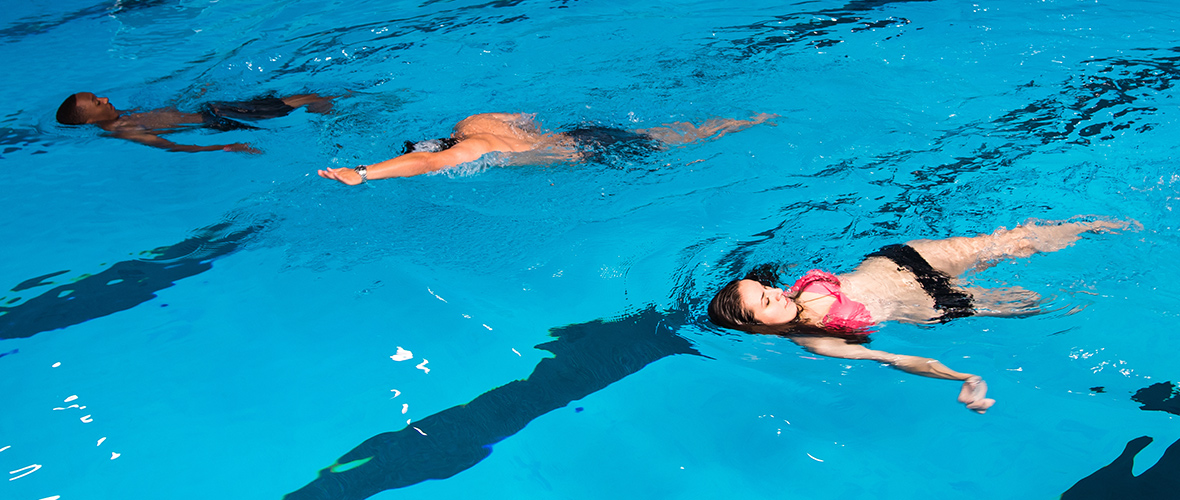 Students enjoying the pool at Pete Mathews Coliseum