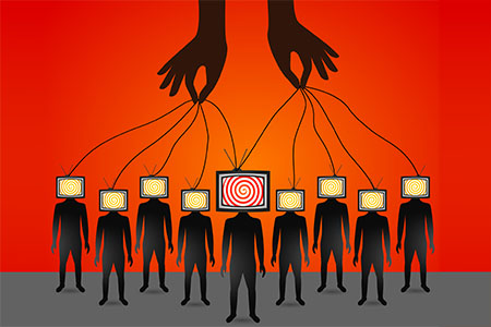 Zombie people with an old tv instead of head. 