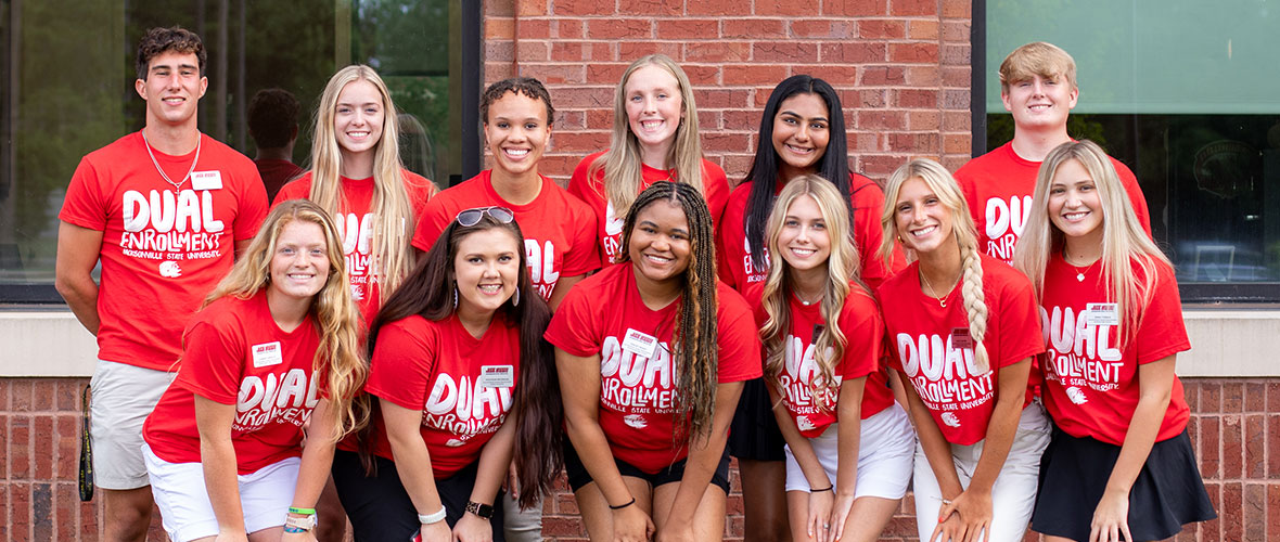 Dual Enrollment students in the courtyard of Merrill Hall