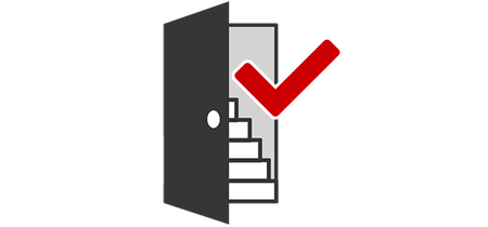 Undergraduate Admissions Door with a Checkmark Icon