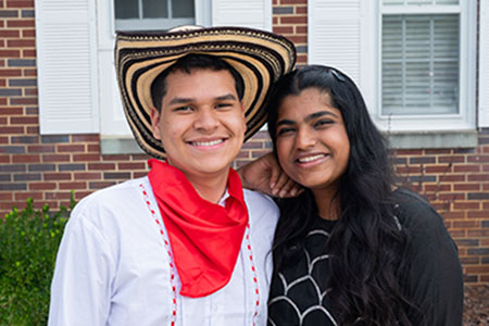 Two International Students at a festival outside the International House