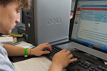 student on computer