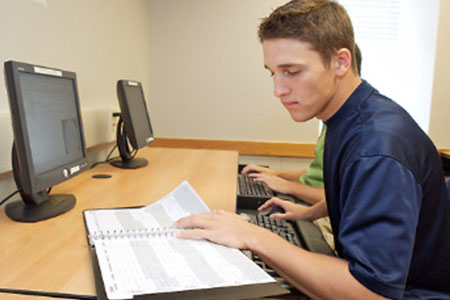 Student on computer