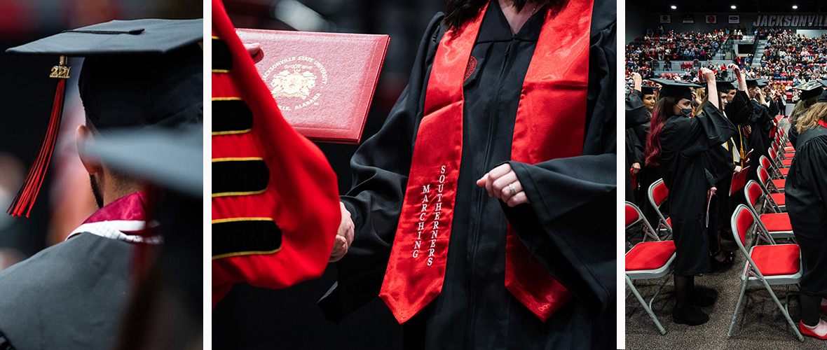 Students participating in JSU graduation exercises