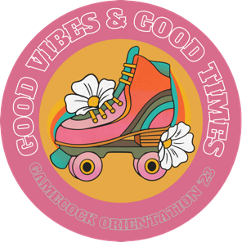 Gamecock Orientation logo featuring a colorful rollerskate and the phrase Good Vibes and Good Times