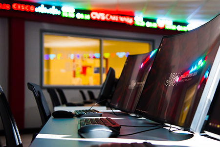 computers and ticker in finance lab