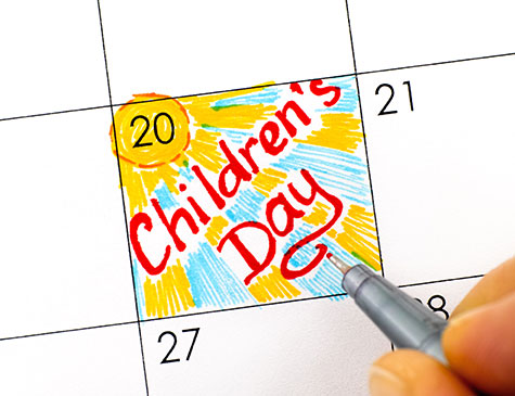Calendar with Children's Day marked on November 20