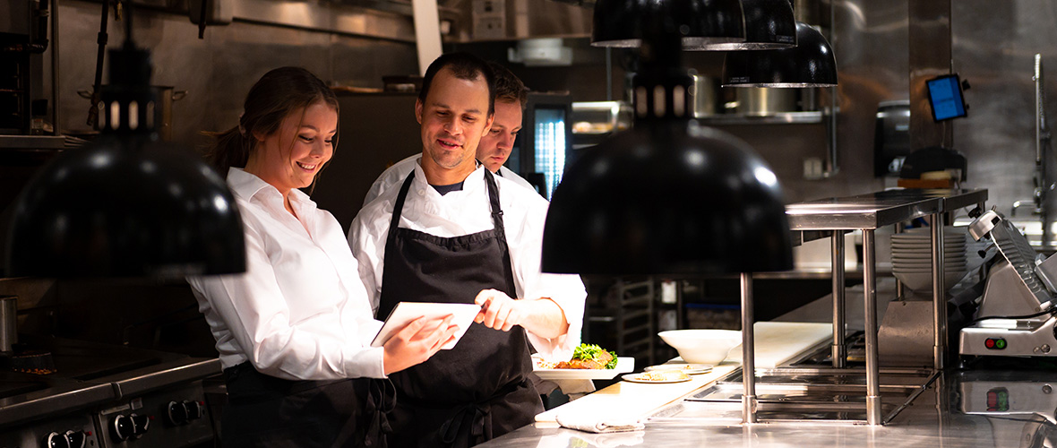 Two culinary students in the kitchen