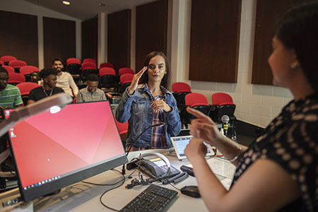 Classroom with student