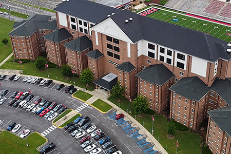 Aerial view of Meehan Hall