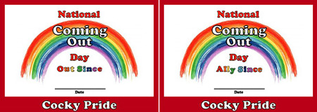 Coming Out Day badges for participants and allies