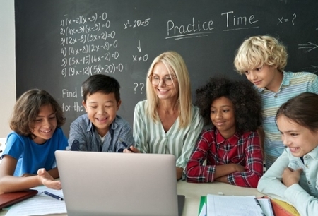 teacher with students