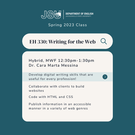 A flyer for EH 330, writing for the web.