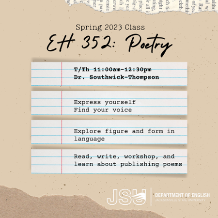 Flyer for EH 352, creative writing poetry.
