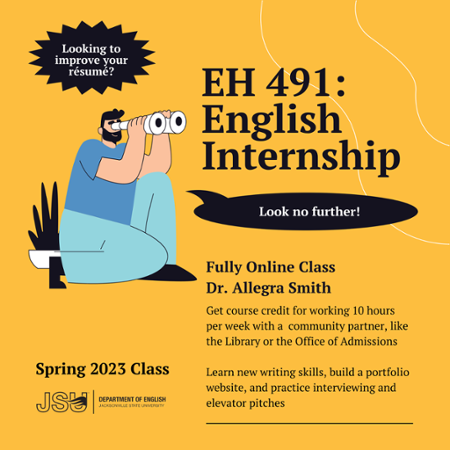 A flyer for EH 491, English internship.