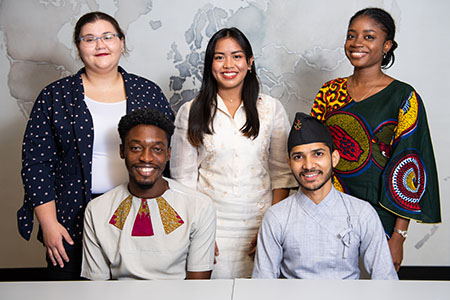 International students wearing traditional garments in the International House