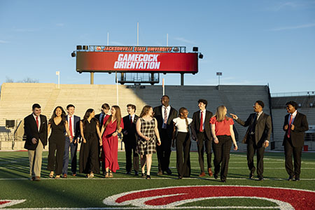 Gamecock Orientation members on stage