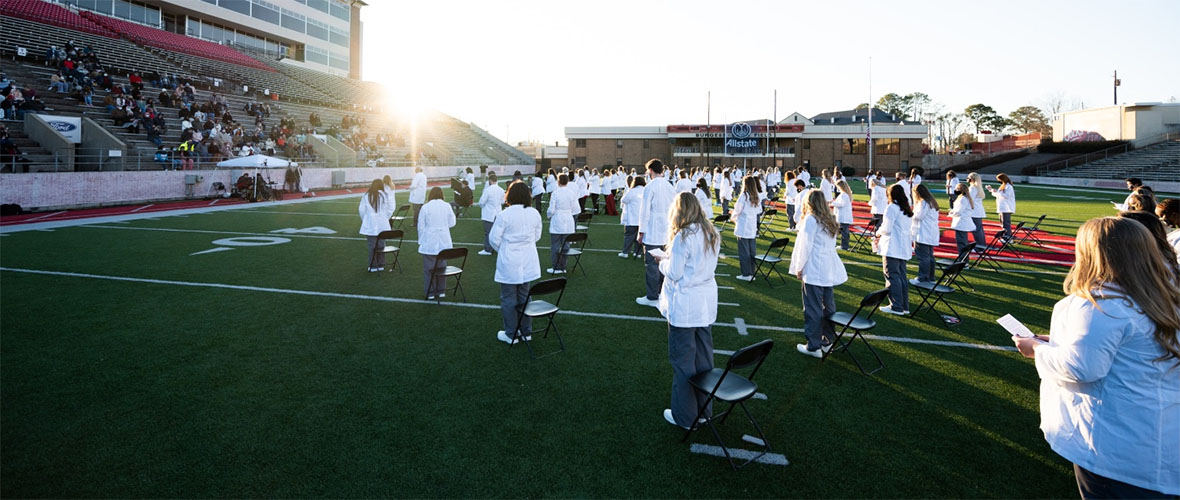 College of Health Students on Football Field