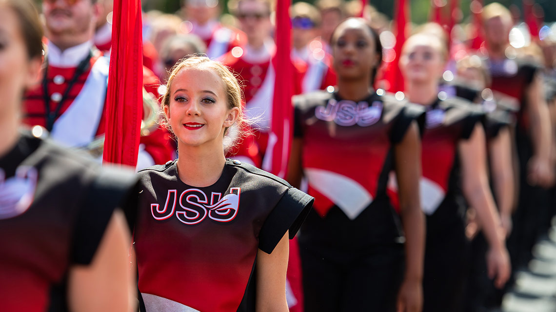 color guard member in the parade