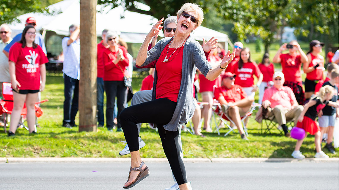 Charter members of the Marching Ballerinas strut their stuff in the parade