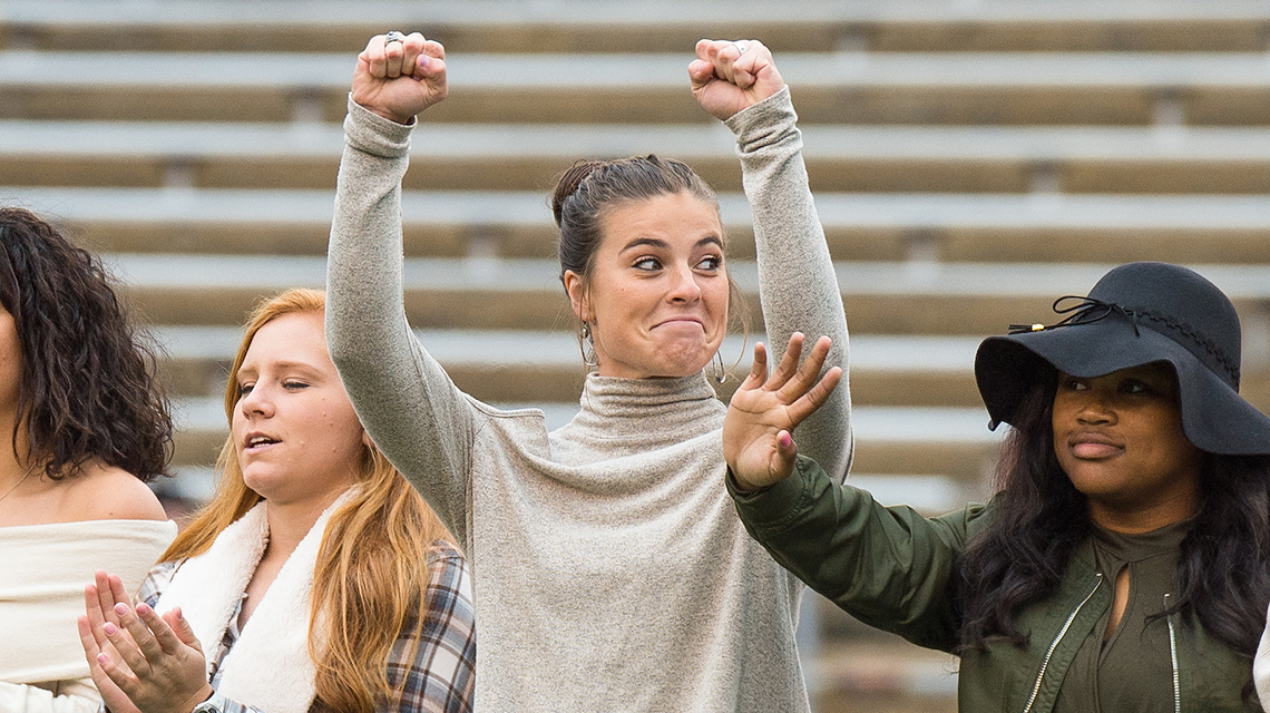 Jubilant softball players