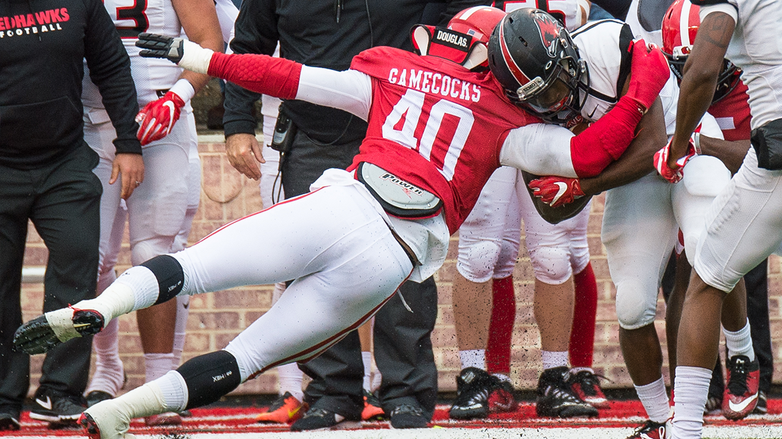 Darius Jackson makes a tackle