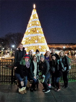 Students in front of the National Christmas Tree