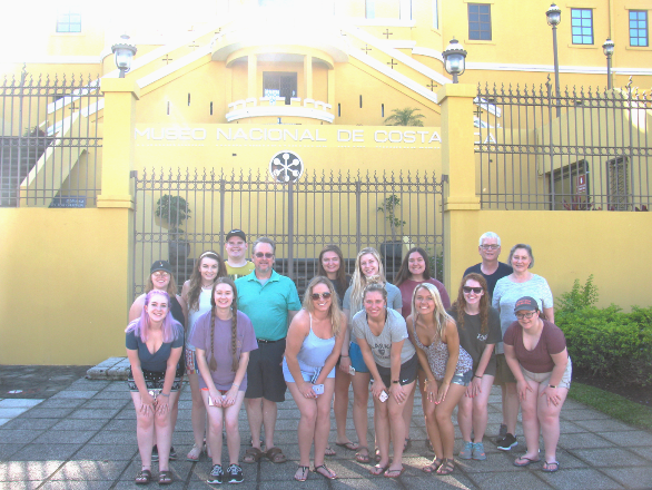 Group of students in San Jose of both JSU and Clarke Universities in front of the National Museum.