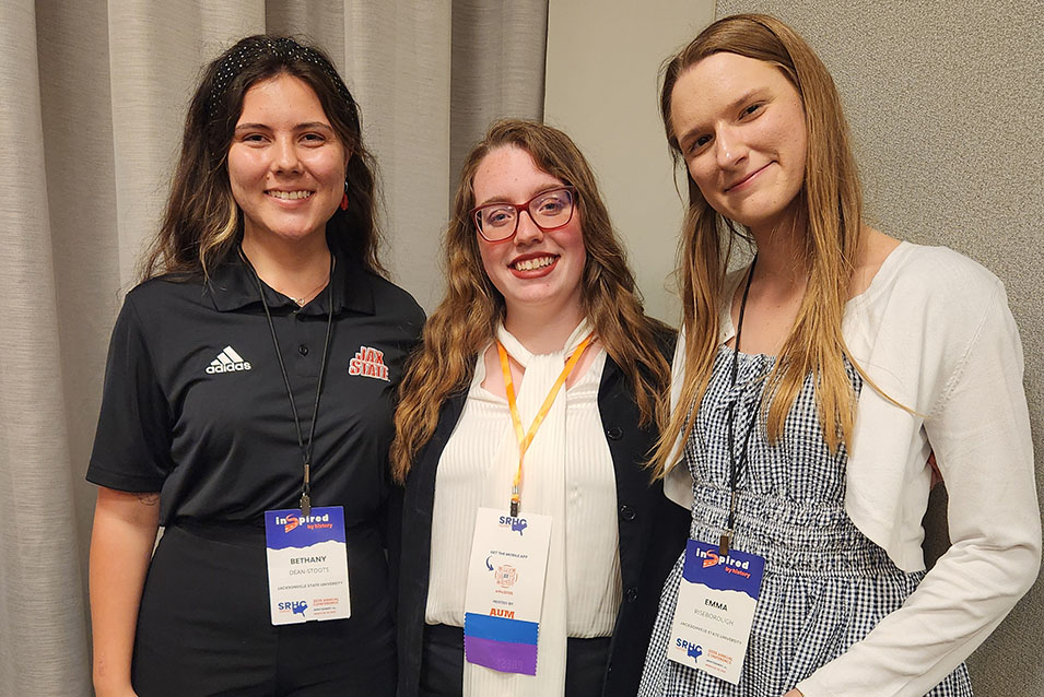 Honors student presenters at the 2026 SRHC Conference in Montgomery, AL. Left to right: Bethany Dean-Stoots (Social Work), Samantha Trivette (Forensic Investigation & Chemistry), and Emma Riseborough (Chemistry).