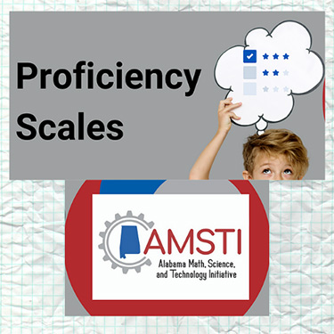 proficiency scales graphic featuring young boy with question mark over head