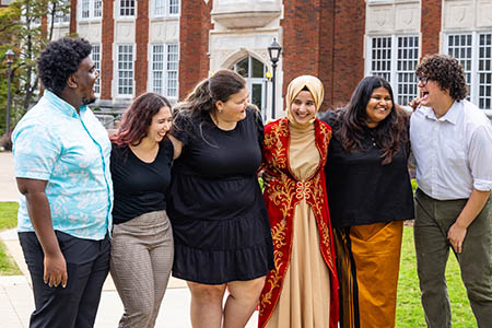 Students in front of Angle Hall