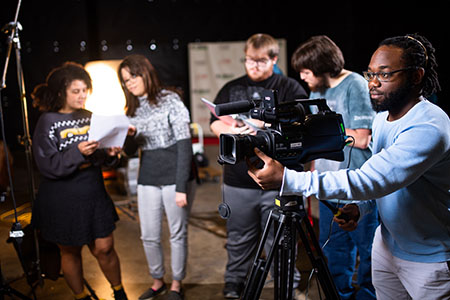 Film students in studio