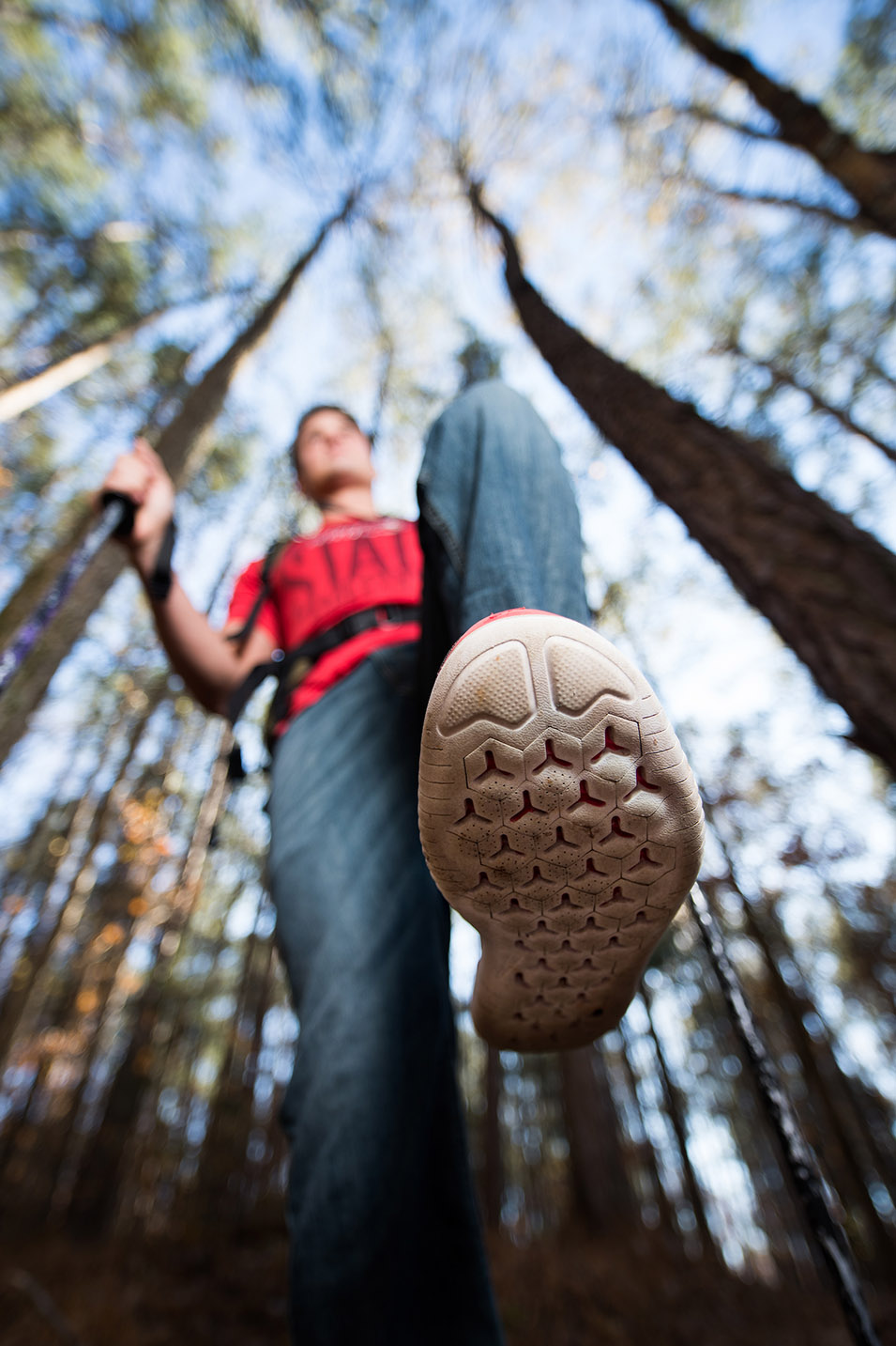 student hiking