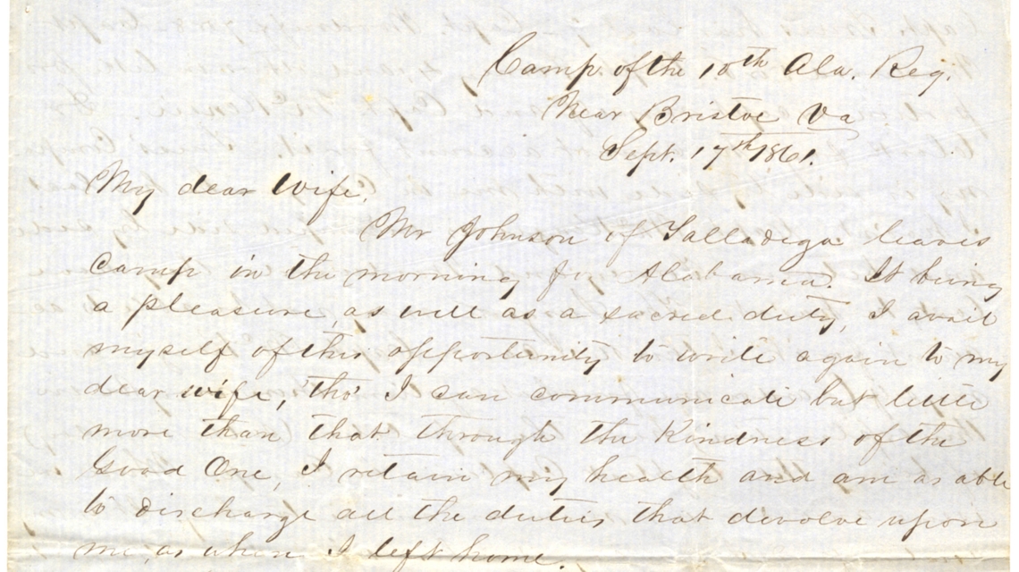 Image of a civil war letter from the John Henry Caldwell Papers collection.