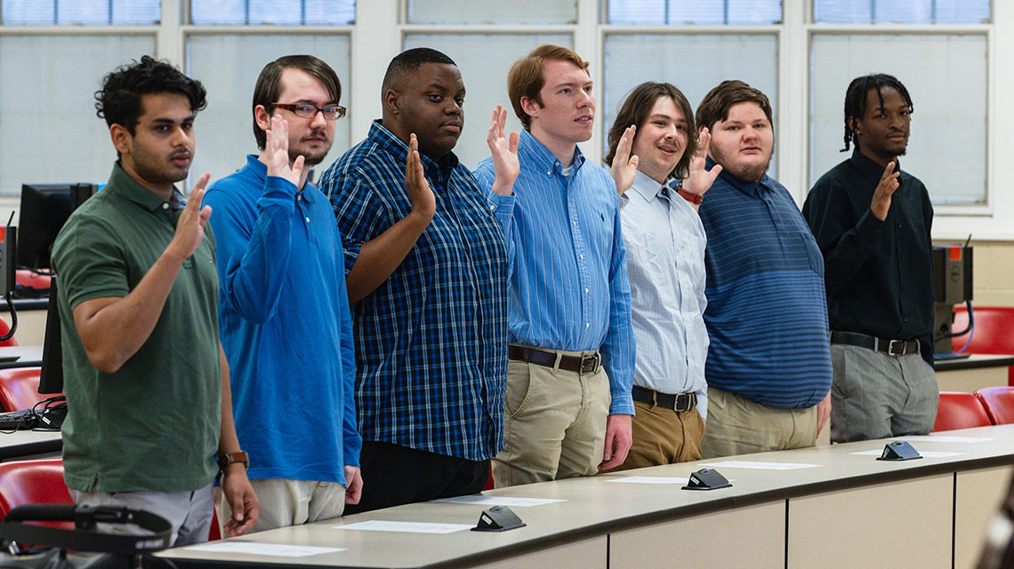 Inductees pledging