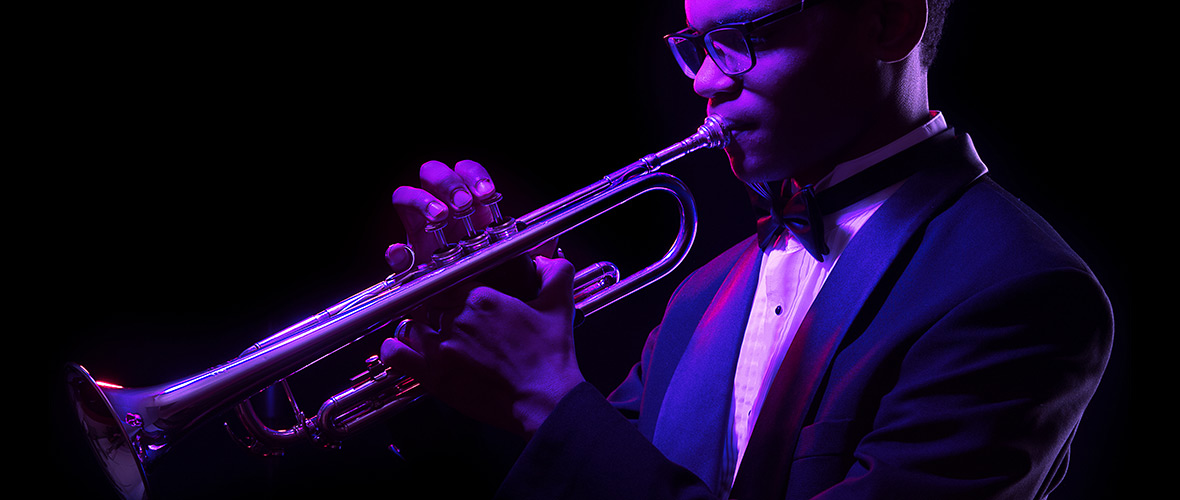 Student playing trumpet