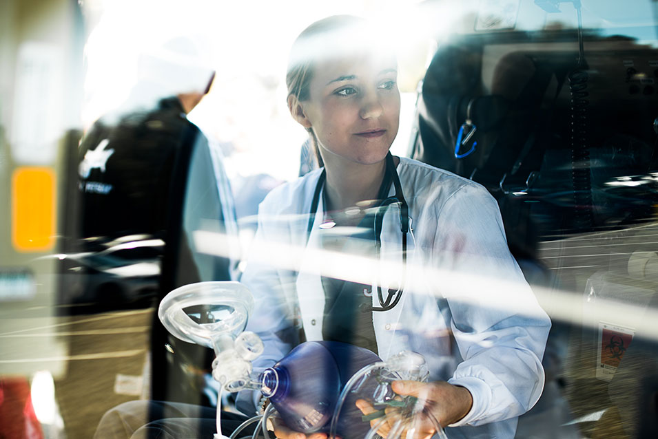 A JSU nursing student trains aboard Life Saver helicopter in 2019.