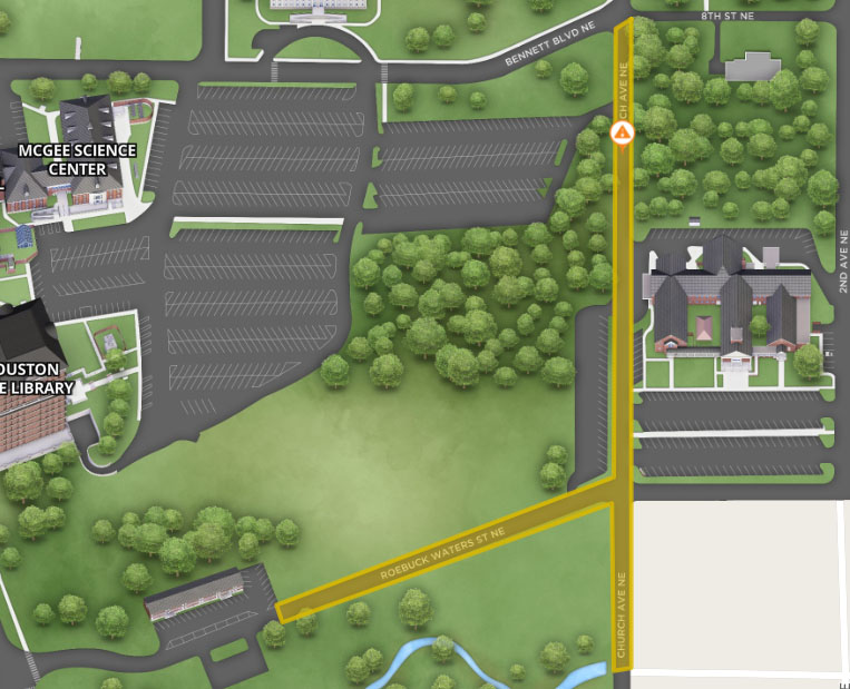 Church Ave and Roebuck Waters Map showing closure