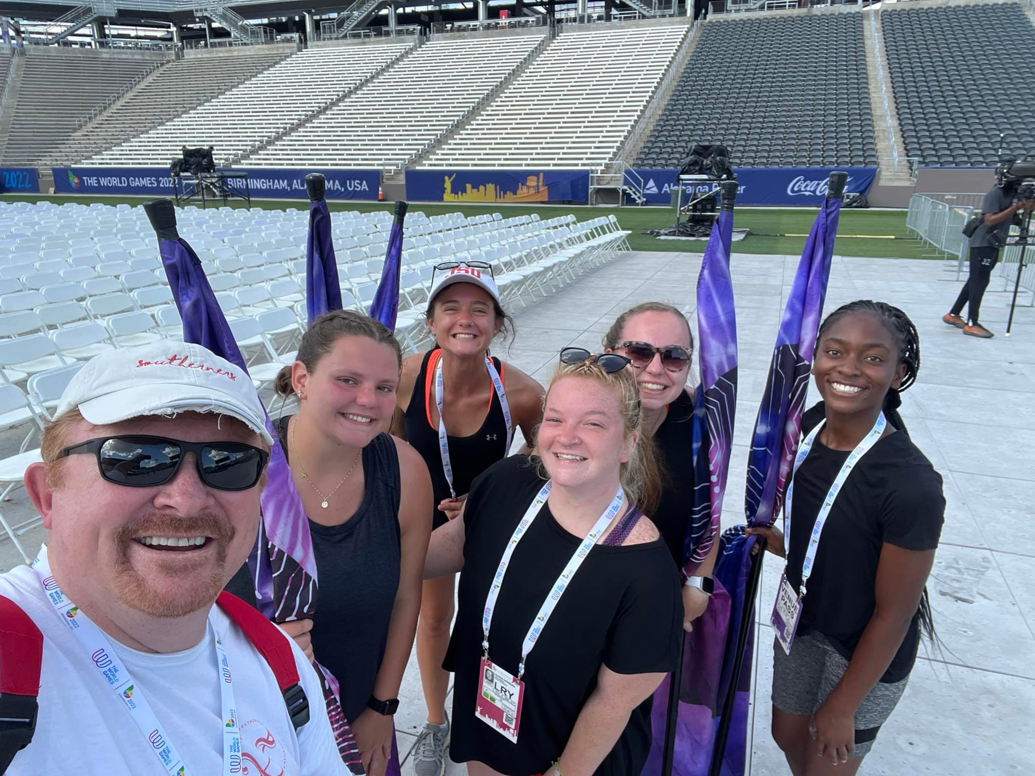 Marching Southerners Color Guard Practices for the World Games 