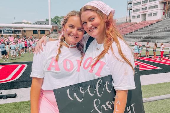 Alpha Omicron Pi sisters on Bid Day.