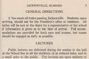 Illustration 1- Travel instructions from the 1918 Bulletin of the State Normal School at Jacksonville, Ala.