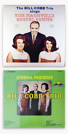 A composite of two album covers from Lynne's years as part of the Bill Cobb Trio gospel music singing group