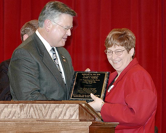 Cathy Nabors Receiving Employee of Year Award