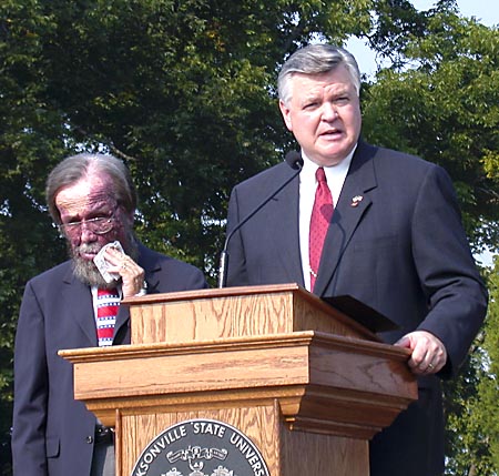 Pres. Meehan with Mayor Jerry Smith at podium.