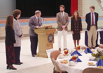 Swearing in officers.