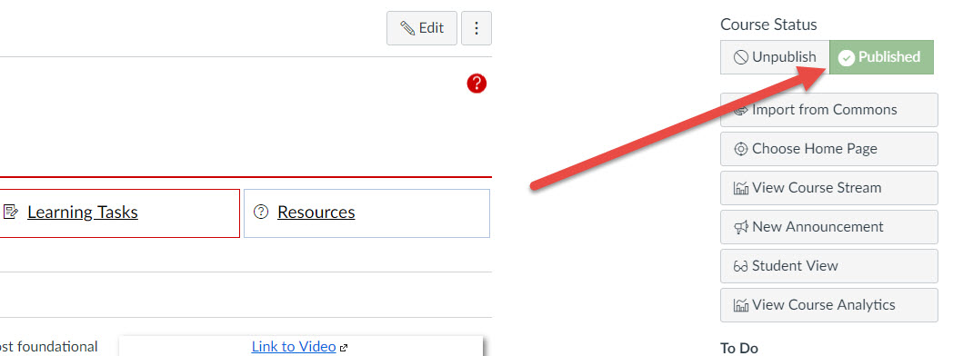 Publish Course Button