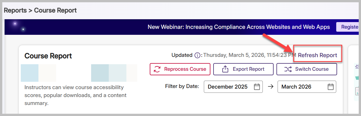 Click on the Refresh Report link at the top of the page.
